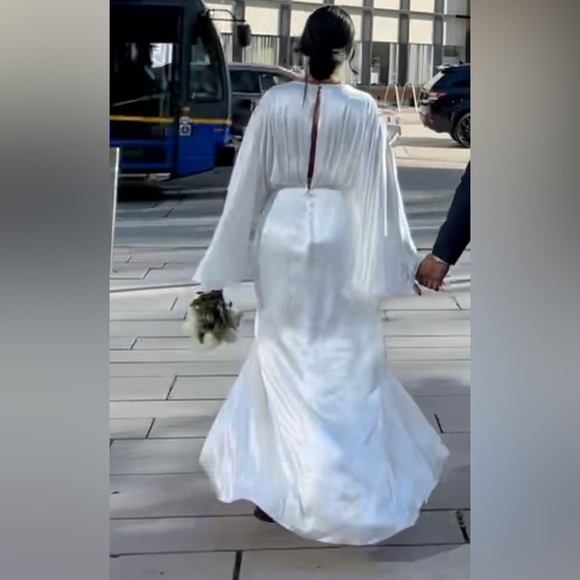 Asos edition Cari satin wrap wedding dress, Size US 6 - Picture 2 of 4